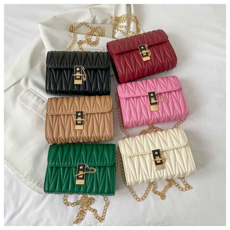

top New Women Shoulder Bags Fashion Solid Color Chain Messenger Bags Retro Lozenge Square Handbag Leather Horizontal Square Bag 230308, Green