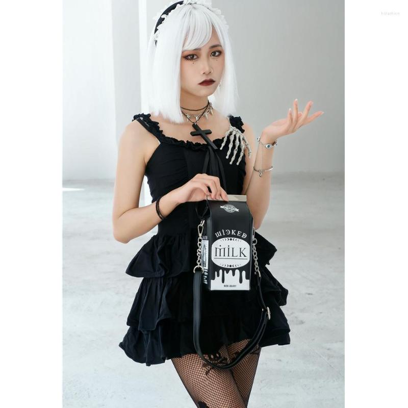 

Evening Bags Harajuku Milk Box Women Shoulder Bag Designer Black Handbags And Purses Punk Chain Funny Purse For 2023 Crossbody Ins