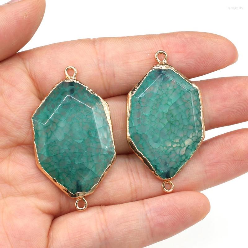 

Pendant Necklaces Natural Rhombus Faceted Dragon Pattern Connector Charms For Jewelry Making DIY Necklace Accessories 25x40-28x43mm