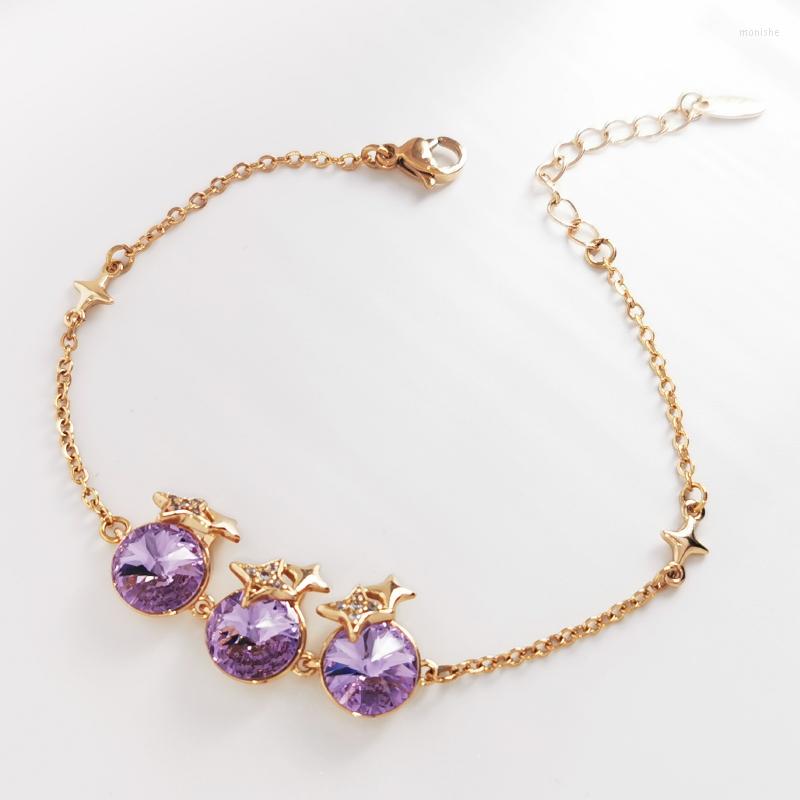 

Charm Bracelets Women's Jewelry Made With Austrian Crystal For Girls Daily Wearing Bijoux Trending Round Designer Ladies Bracelet Gift