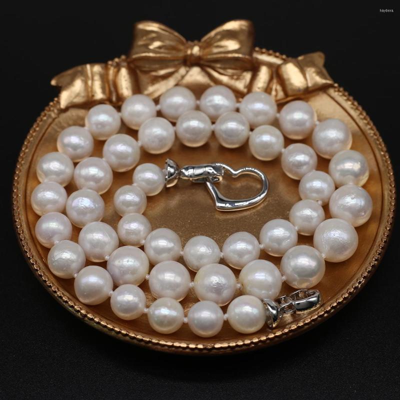 

Chains Natural Round Shape Pearl Necklace Cultured Freshwater White Baroque Beads For Jewelry Women Gift Party