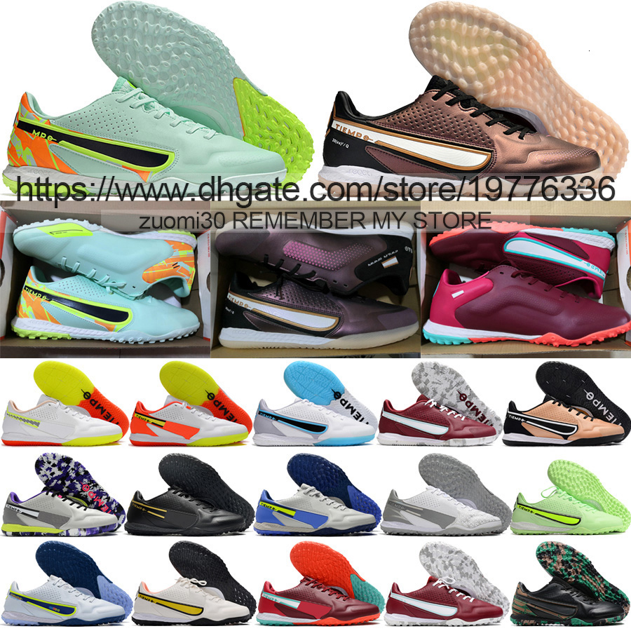 

send with bag Quality Football Boots React Tiempo Legend 9 Pro IC TF Futsal Indoor Turf Soccer Cleats For Mens MD Soft Leather Training Low Football Shoes Size US 6.5-12, Tf 3