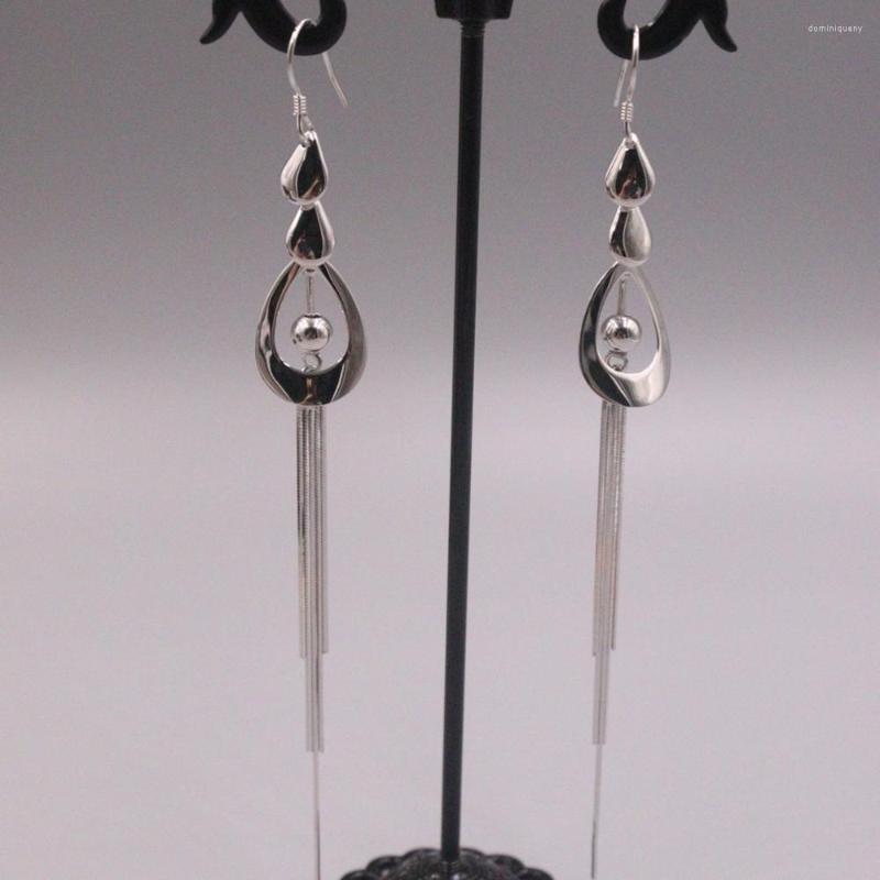 

Dangle Earrings Pure 925 Sterling Silver 110mm Phoenix Scales Pendant Tassel Ear Hook For Woman