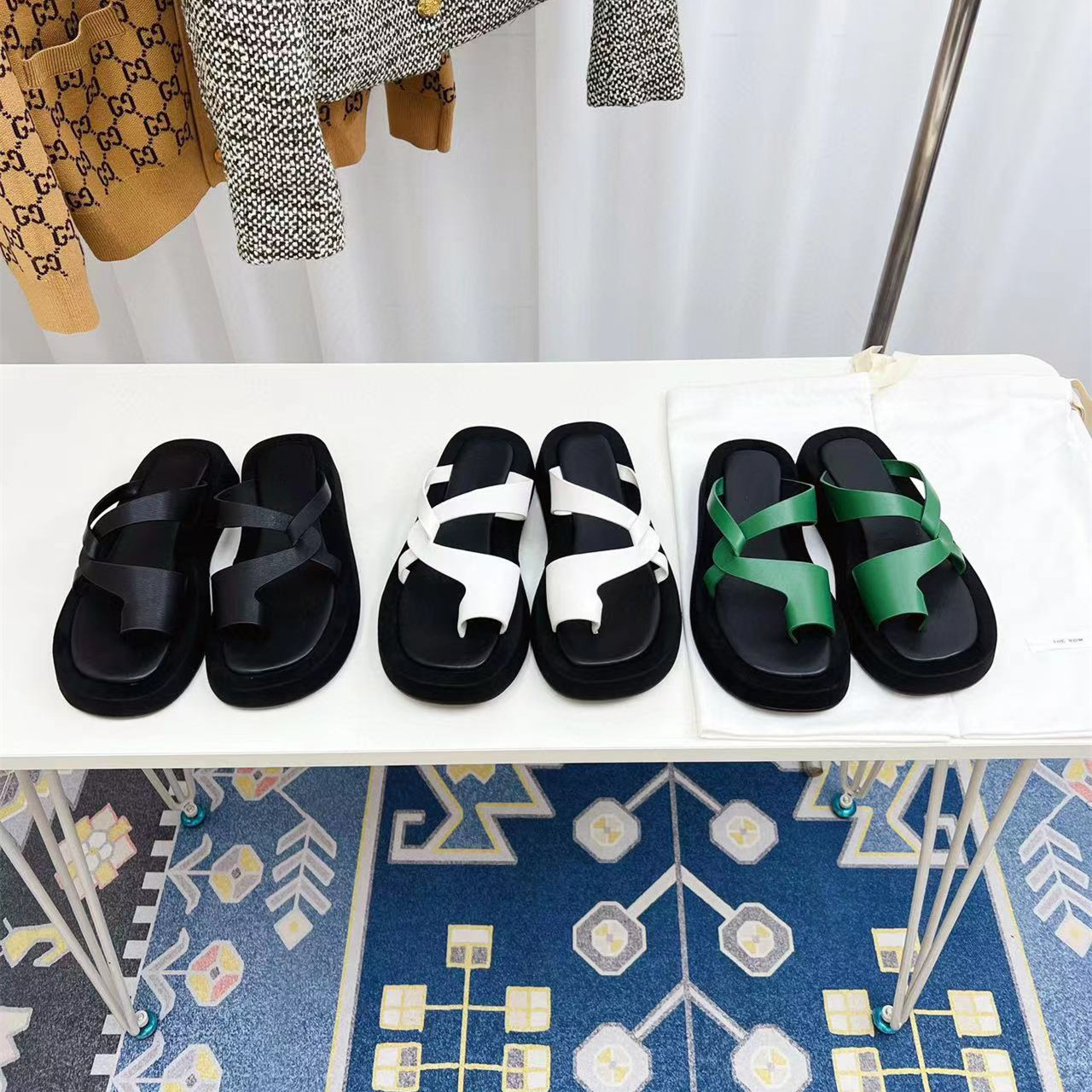 

Summer Flat Slippers Women Genuine Leather Black White Flip Flops Thick Sole Mules Casual Comfort Slides Woman Zapatillas Mujer, As pic