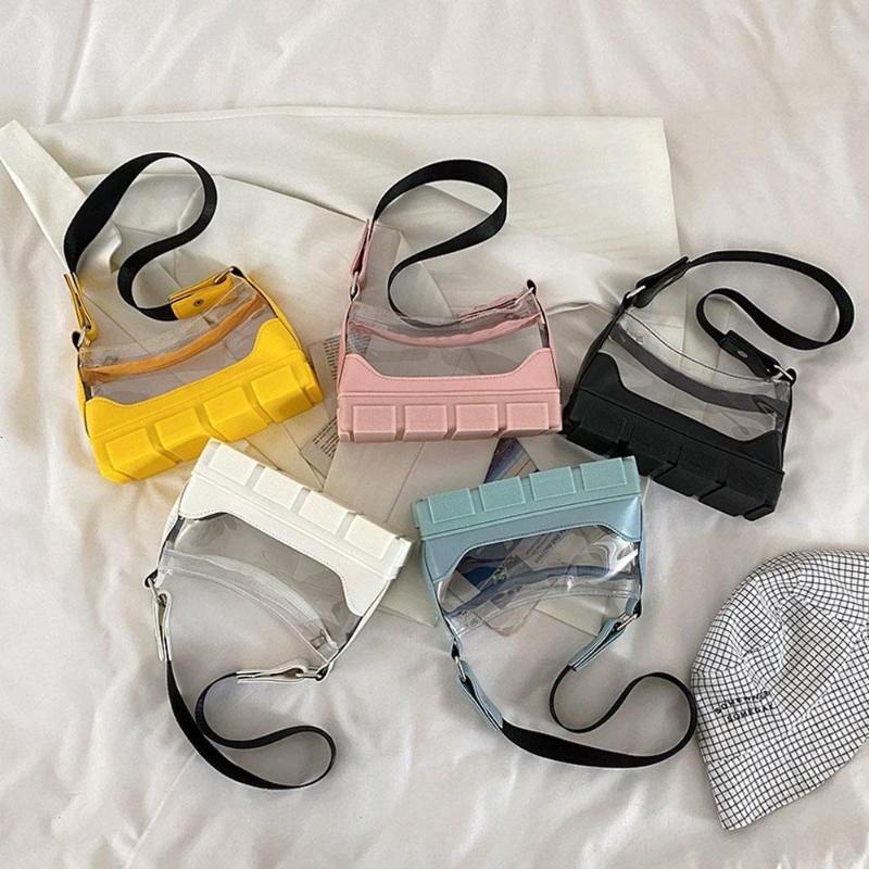 

Evening Bags Simple Transparent Underarm Handbag For Women PVC Jelly Small Shoulder Female Messenger Design Luxury Clutch, White