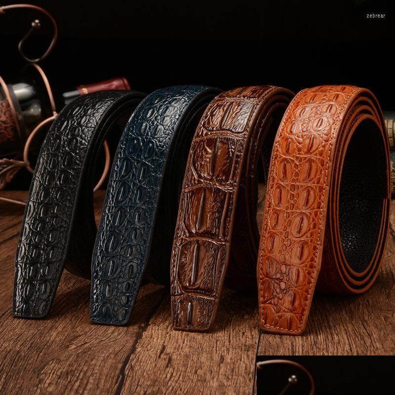 

Belts High Quality Imitation Crocodile Back Pattern First Layer Genuine Leather Mens Belt Matic Buckle Headless Cowe Drop Delivery F Dhaue, Black
