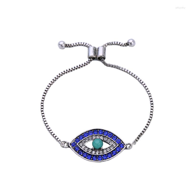 

Charm Bracelets Trendy Sdjustable Box Chain Bracelet Blue Glass Stone Pendant Bangle Jewelry For Women Fashion Hand Accessories
