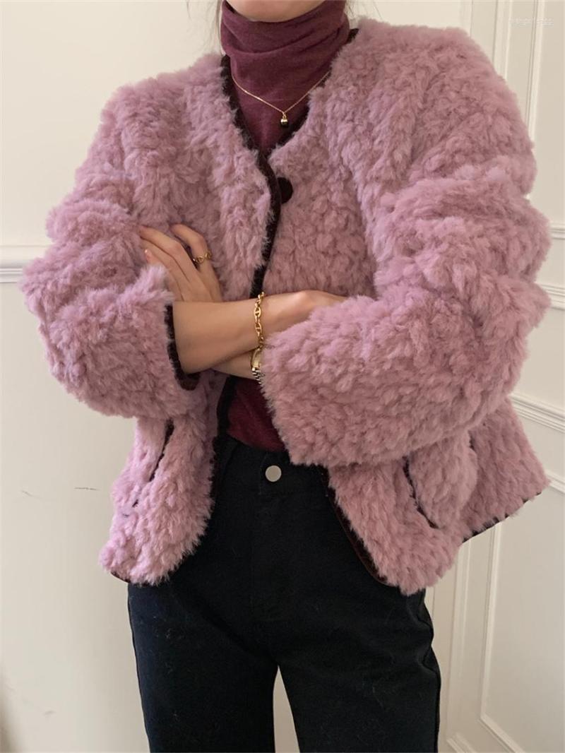 

Women's Jackets Alien Kitty Warm Winter Coats Fur Fashion Women Loose Office Lady High Street 2023 Mujer Casual Solid Chic All Match Elegant, Purple