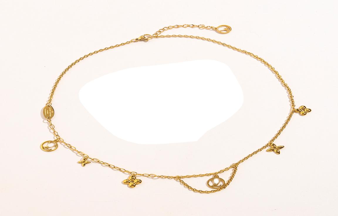 

14K Gold Plated Luxury Brand Designer Pendants Necklaces Never Fading Stainless Steel Letter Choker Pendant Necklace Beads Chain J6030132