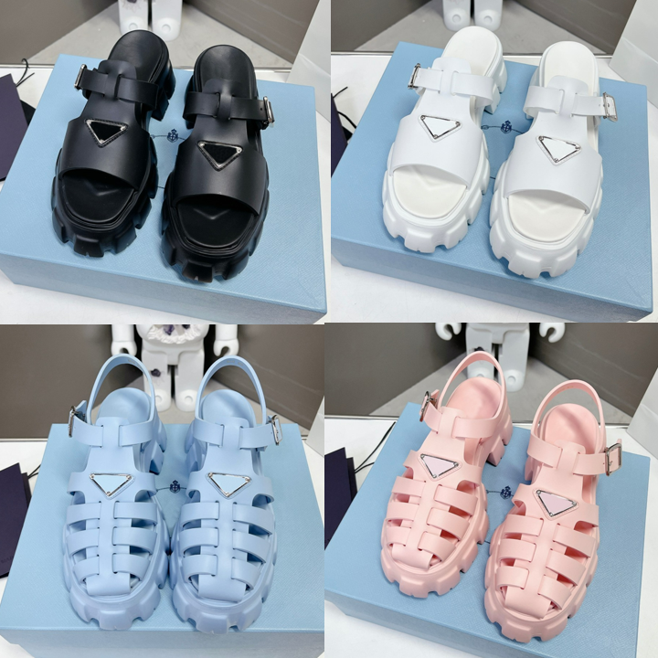 

New Designer Slides Women Luxury Loafers Fashion Sandals Summer Ladies Slides Beach footwear Triangle Round Toe Sandal 35-41