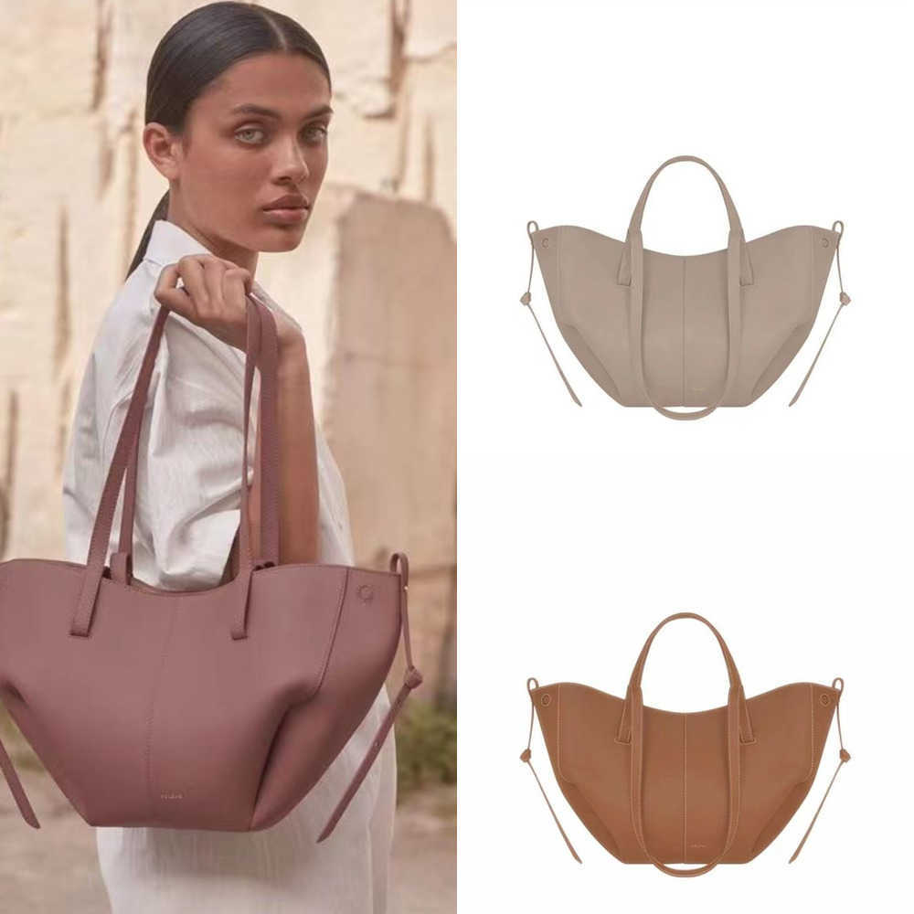 

New 5A Polen Shoulder Bag Cyme Tote Bag Full-Grain Textured Leather Designer Crossbody Bags Magnetic Buckle Closure Handbag Women Luxury Large Handbags 230316, Grey