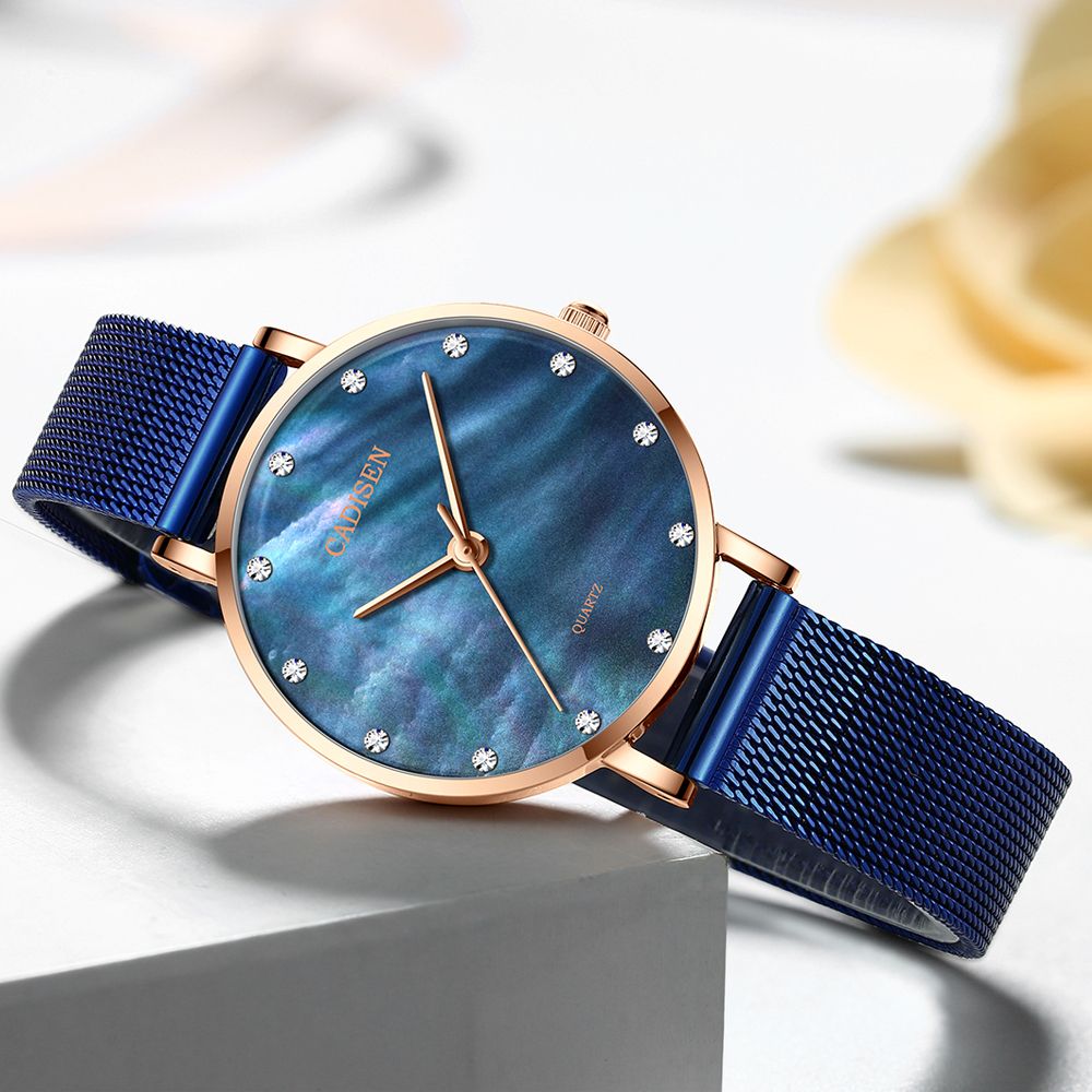 

Verhux Wrist Watches for Women Fashion Rose Gold Stainless Steel Waterproof Analog Quartz Ladies Wristwatch Gifts for Her, C6153 blue