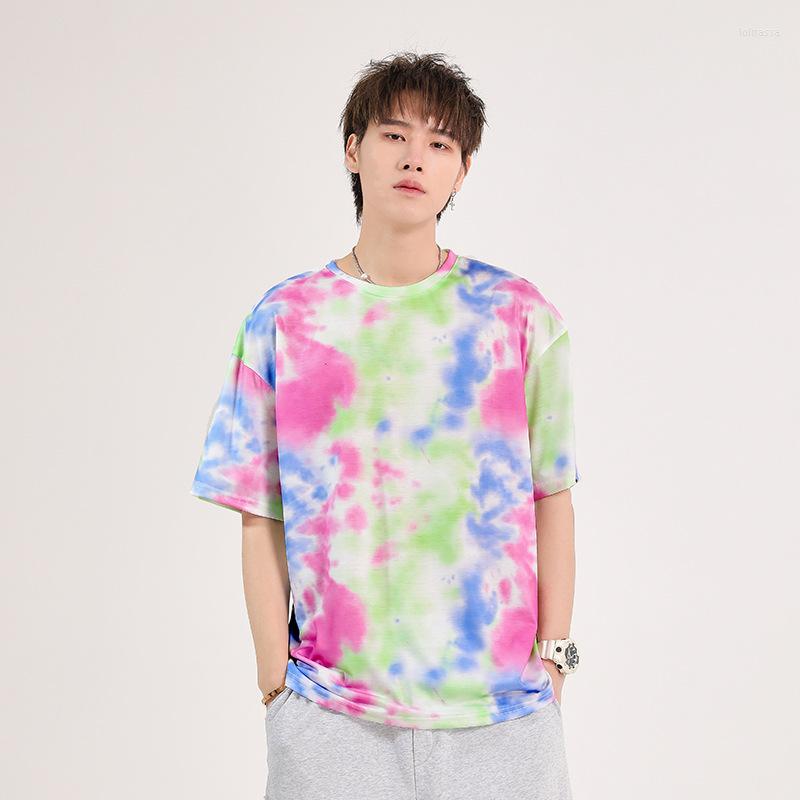 

Women's T Shirts 2023 Men Women Tie Dye Shirt Hip Hop Streetwear Harajuku Tshirt Short Sleeve T-Shirt Casual Tops Tees Color Summer Loose, Pink