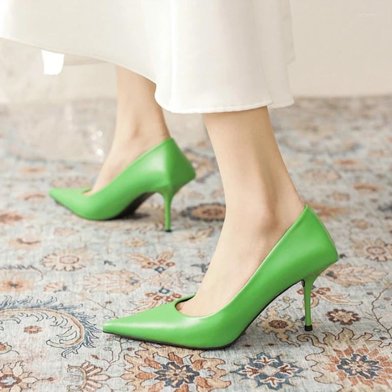 

Dress Shoes High Heels Women 2023 Green Stiletto Pointed Shallow Mouth Fashion Design Sense OL Job Single, White 6cm heel