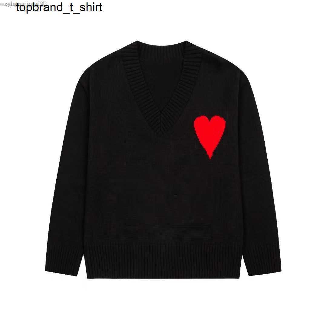 

Men's Brown Hoodie Designer Amis 2023 Classic Embroidery Love Women's V-neck Streetwear Sweater, Matcha color