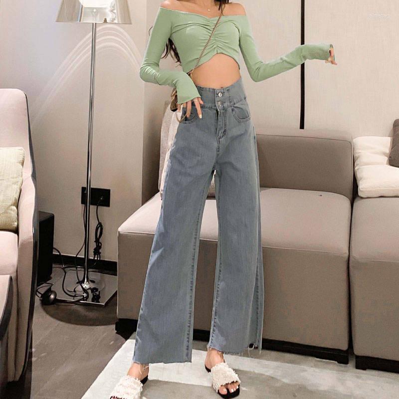 

Women's Jeans 2023 Summer High Waist Retro Street Loose Straight-leg Jean Women Casual All-match Denim Pants Mopping Wide-leg Trouser L179, Light blue