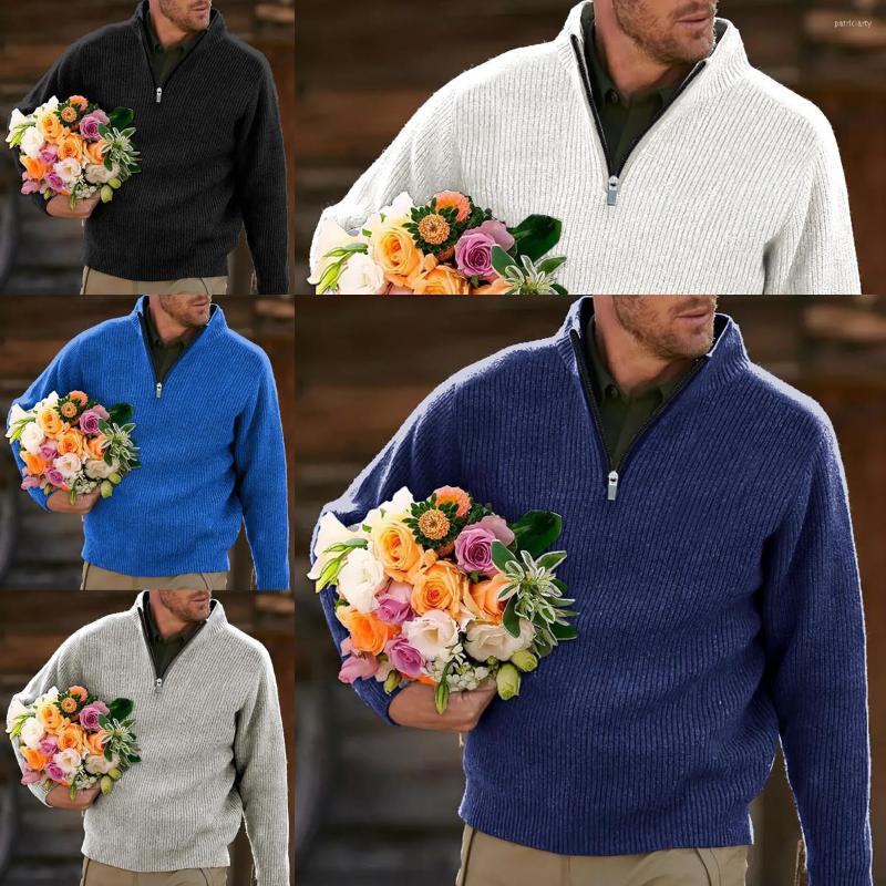 

Men's Sweaters Spring Autumn Fleece Thin Sweater Half Zipper Turtleneck Warm Pullover Quality Male Slim Knitted Wool For Winter, My-8 white