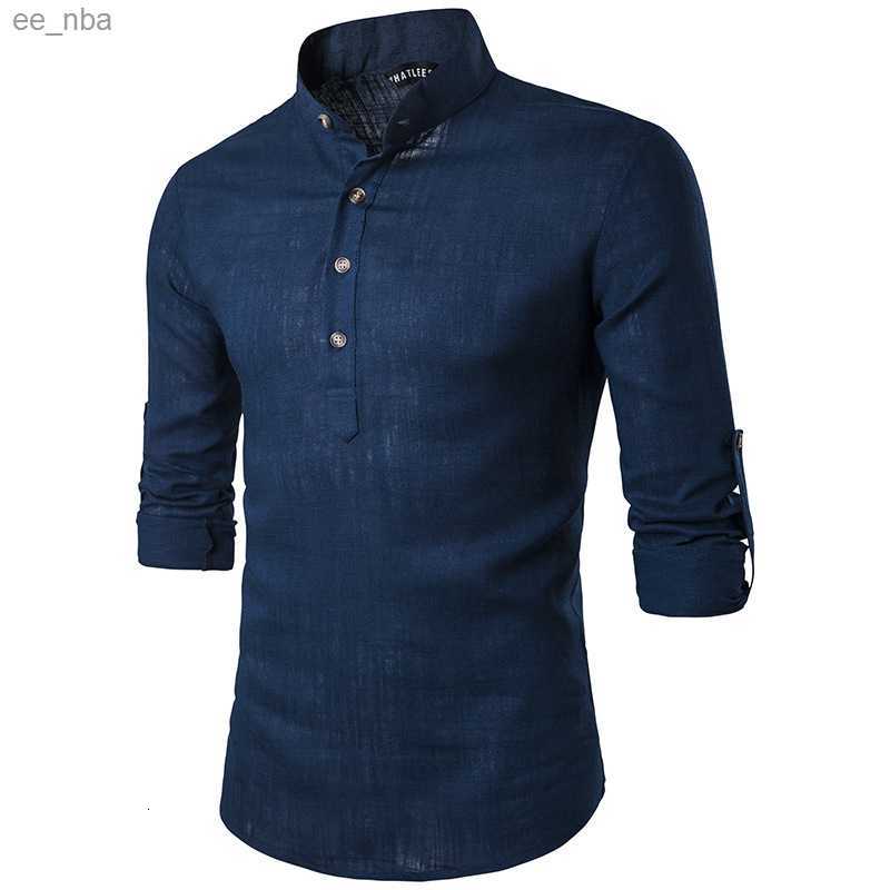 

Solid Casual Linen Men Shirts Mens Long Sleeve Dress Shirts Cotton Shirt Men Shirt Plus Size Slim Fit Homme, Sky blue