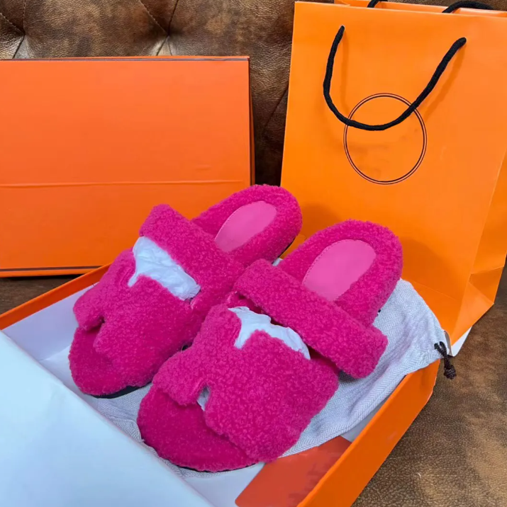 

Top Fashion letter warm slides slippers sherpa fleee women sandals Wool Sandal womens Winter Soft Fur Furry home indoor Sandal Comfortable Fuzzy shoes