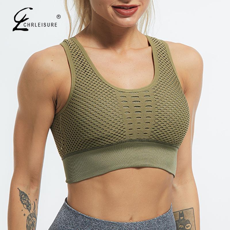

Bras CHRLEISURE Women Crop Top Sports Bra Push Up Underwear Fitness Brassiere Shirt Sport Running Sportswear, Pink