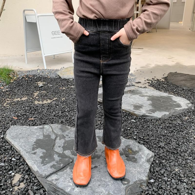 

Jeans WLG Girls Winter Trousers Kids Velvet Thick Denim Black Boot Cut Baby Girl Wam Bottoms For 2-7 Years