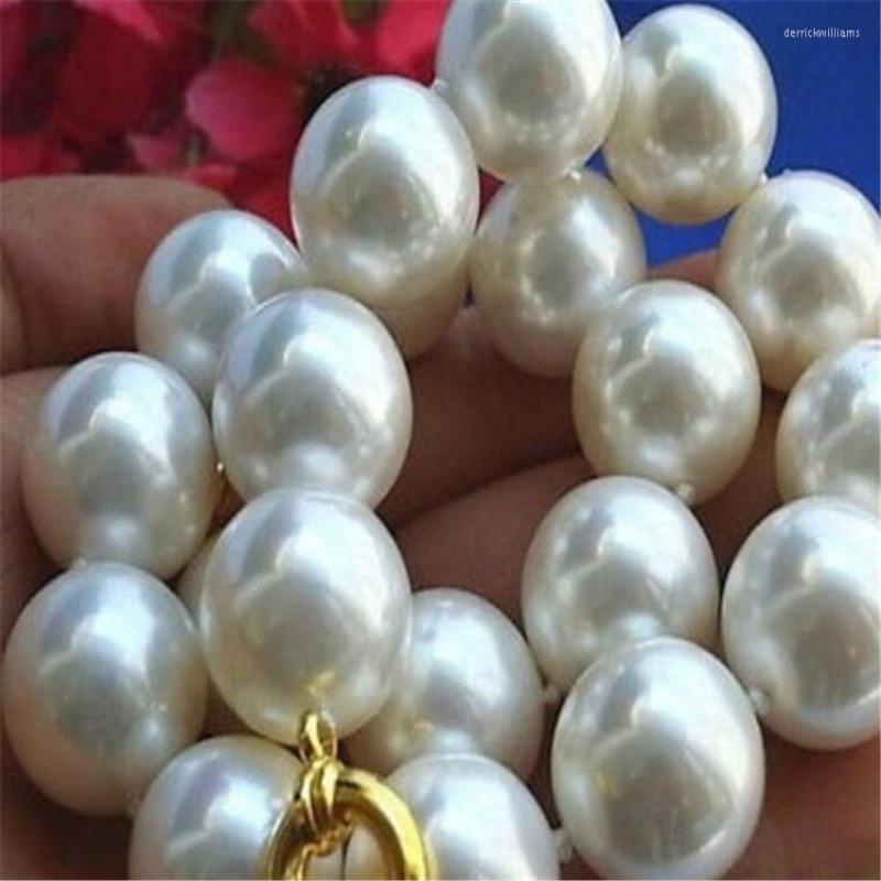 

Chains 20mm Round White Shell Pearl Necklace 18K Clasp 18inch Women Gorgeous Elegant Hand-made Mesmerizing Jewelry