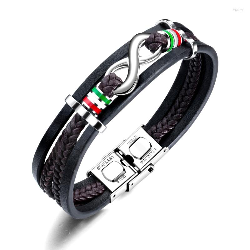 

Bangle Fashion Linked Braided Leather Bracelet Inspirational Wristband Celtic-Knot Gifts For Son Men C1FC