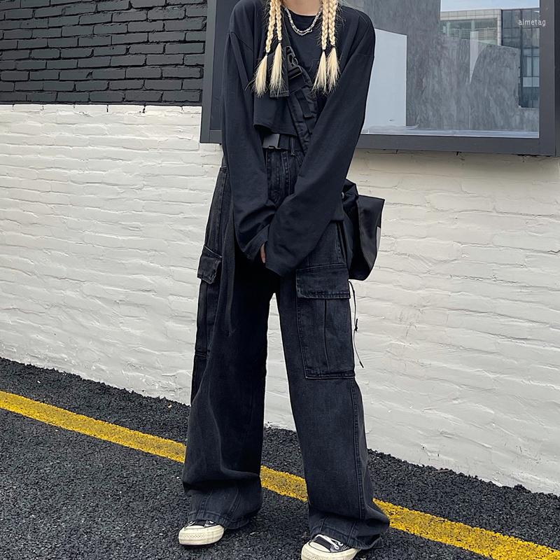 

Women's Jeans Women Baggy Mom Low Rise Y2k Black Straight Leg Boyfriend Cargo Pants, 02