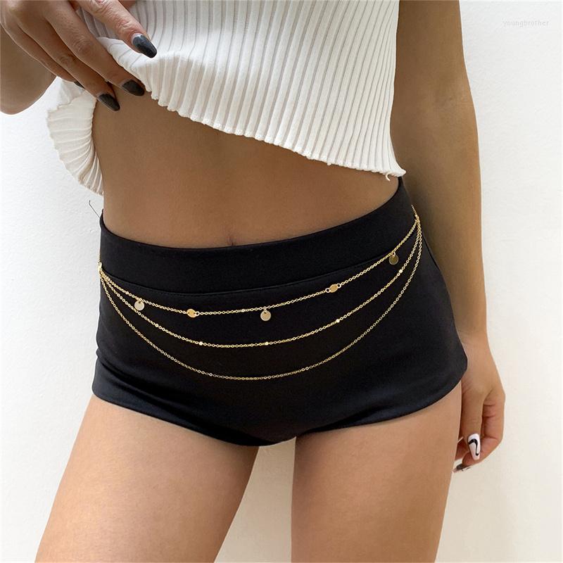 

Belts Boho Vintage Sequin Pendant Multilayer Tassel Waist Chain Women Beach Body Fashion Jewelry, Silver