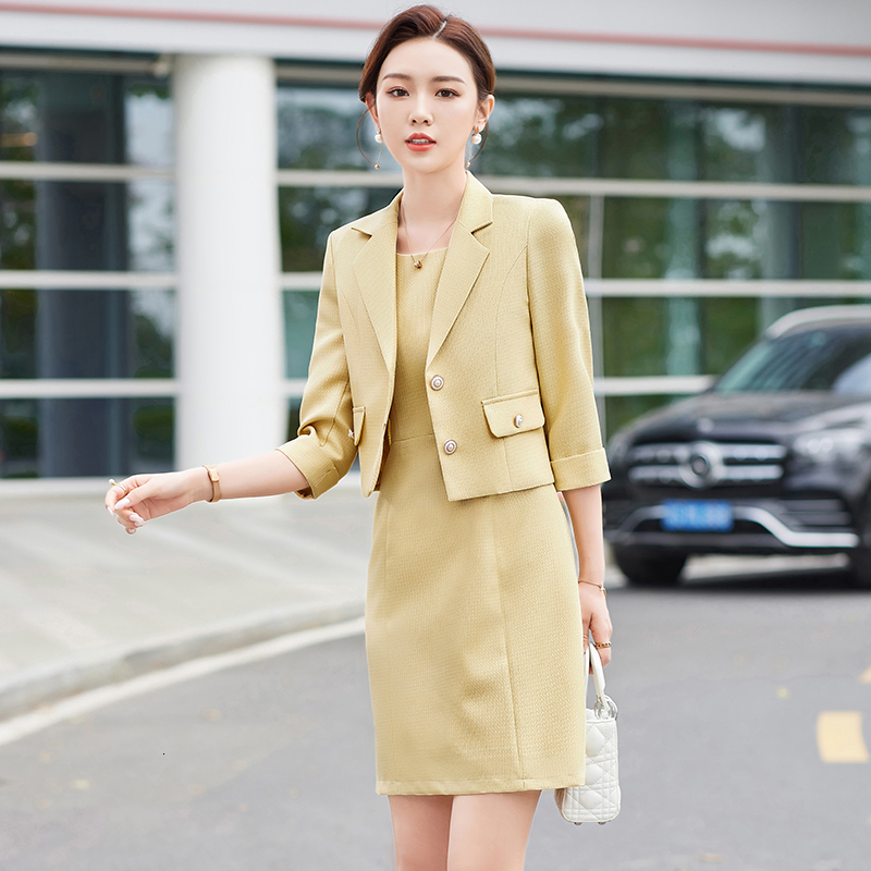 

Women' Suits Blazers Women Dresss Suits with Jackets Coat and Dress Professional Business Work Wear Suits Ladies Office OL Styles Blazers Set 230316, Blue dress only