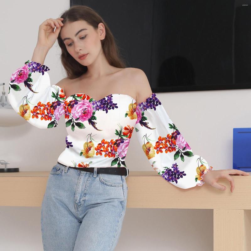 

Women's Blouses Womens Sexy Off Shoulder Long Sleeve Casual Print Tops Shirts Blouse, Green