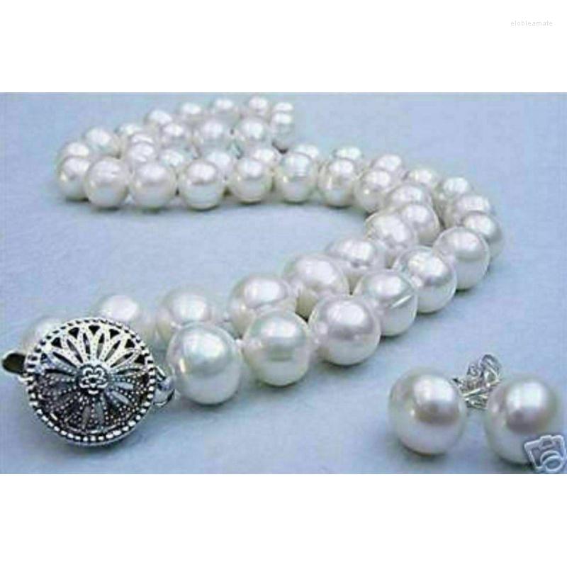 

Chains Natural 9-10mm White Freshwater Pearl Necklace 20" Earring Set