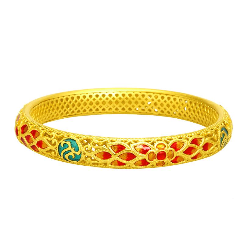 

Bangle Luxury Womens Enamel 18K Gold Colorful Paint Ethic Jewelry Bohemian Pulseras