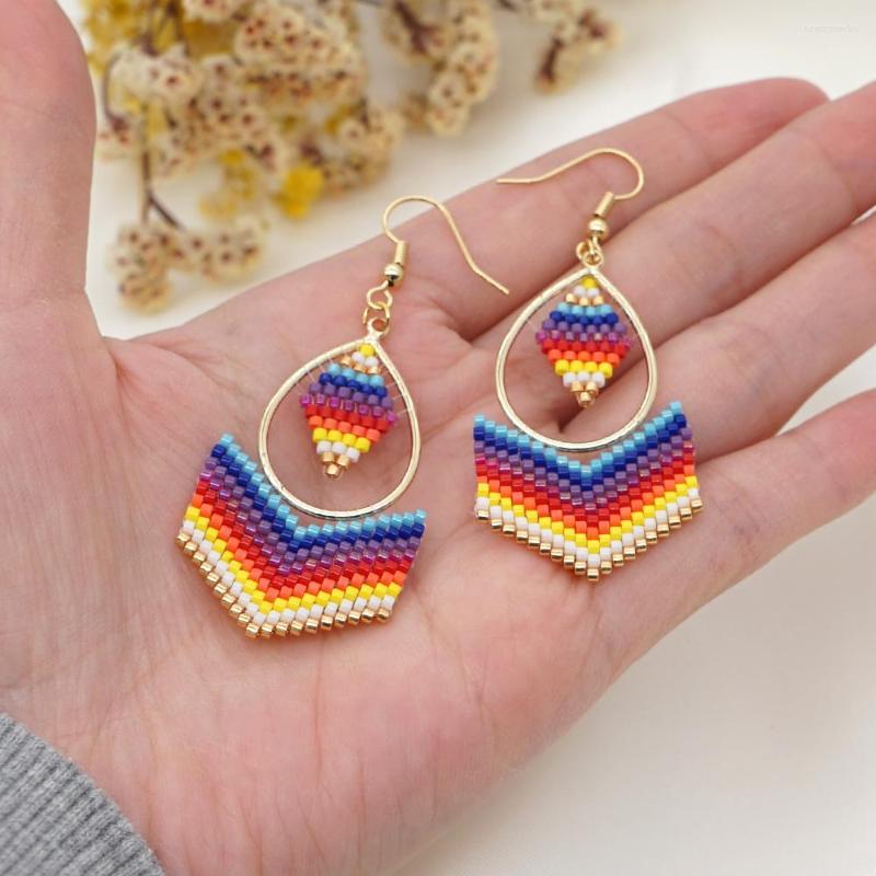 

Dangle Earrings Go2boho Miyuki Rainbow Earring Brick Stitch For Women Jewelry Native Pendientes Handmade Hanging Ear Ring Jewellery