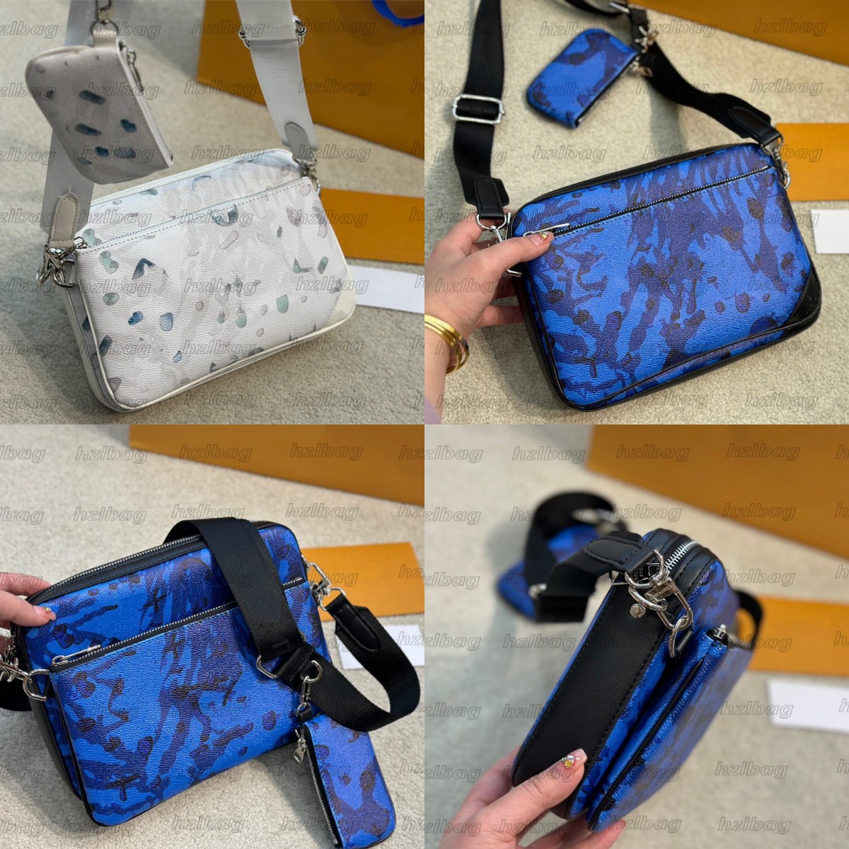 

Trio Message Bag 3 in 1 Mens luxurys designers shoulder bags Messenger Purse Wallet Messenger Eclipse Canvas Vintage Crossbody Bags, Color 02