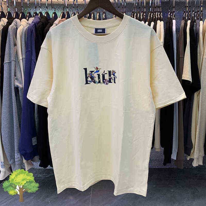 

Kith Tee High Qualiy Double Yarn Coon Shor-sleeved Shir Men Women Classic Box Rero Small Flower