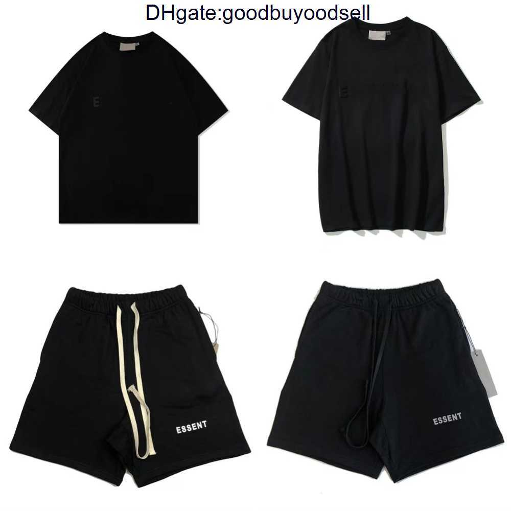 

ess Mens T-shirts and polo shirts Fog double thread three-dimensional silica gel letter trend loose high street brand couple short sleeve