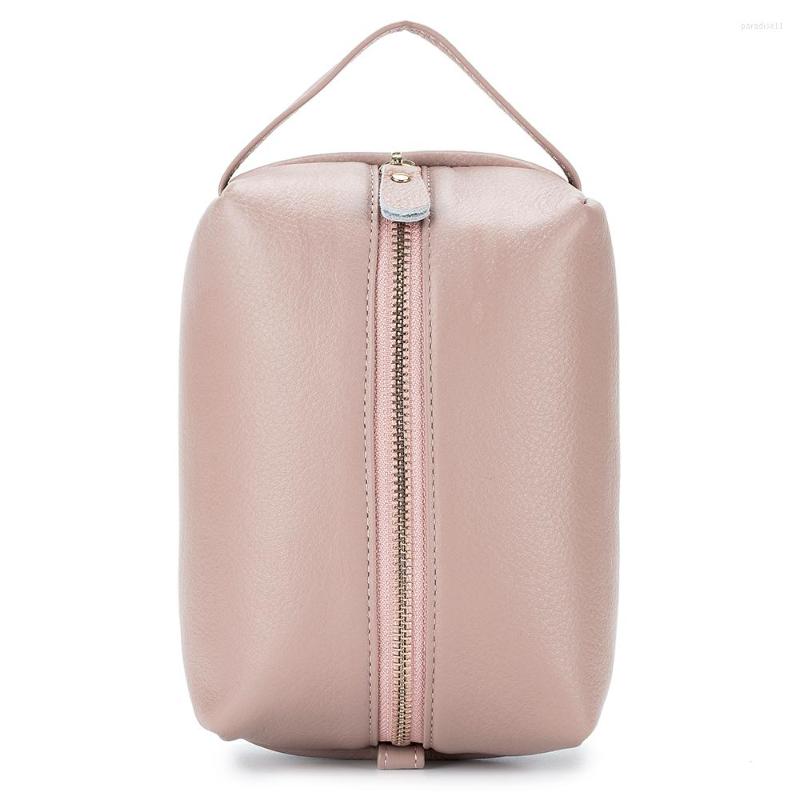 

Cosmetic Bags Womens Cow Real Genuine Leathertoiletry Bag For Ladies Wash With Handles Teenage Girl Square Large Capacity Zipper, Black