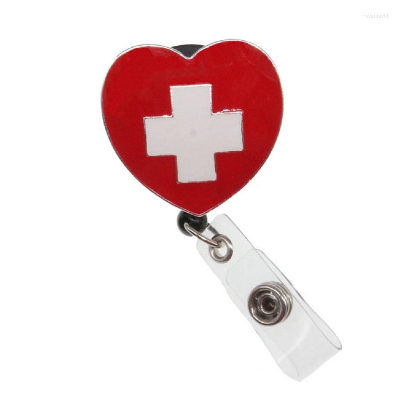 

Brooches 10pcs Heart Shaped Gift Enamel Retractable Pull Reel/Id Badge Holder
