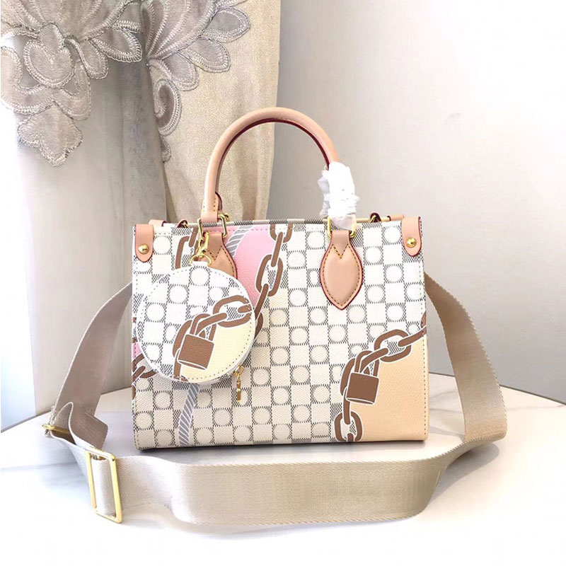 

Tote Bag Women Handbag Detachable Round Coin Purse Old Flower Shoulder Crossbody Bags Summery Chains Ropes Printed Shopper Bags Adjustable Removable Nylon Strap, 25*19*15cm