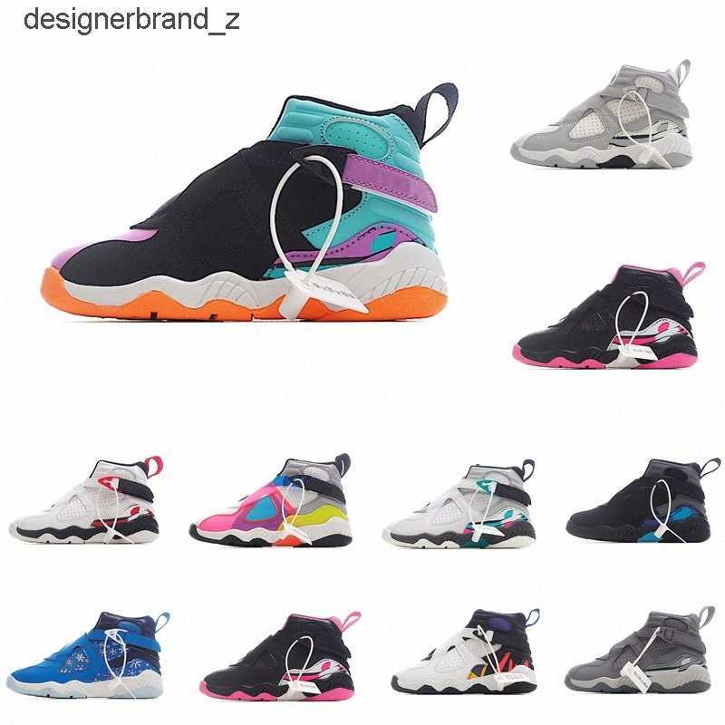 

Kids shoes 8s boys basketball 8 shoe Children Jumpman black mid sneaker Chicago designer Scotts military cat trainers baby kid youth SLIJ, No box