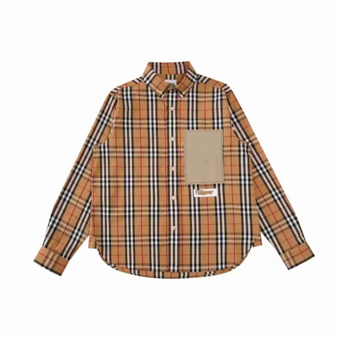 

Mens Casual Shirt Business Brand Designer European And American Classic Plaid Shirt Men And Women Light Luxury Eight Super Plaid Casual Couple With Gift Box