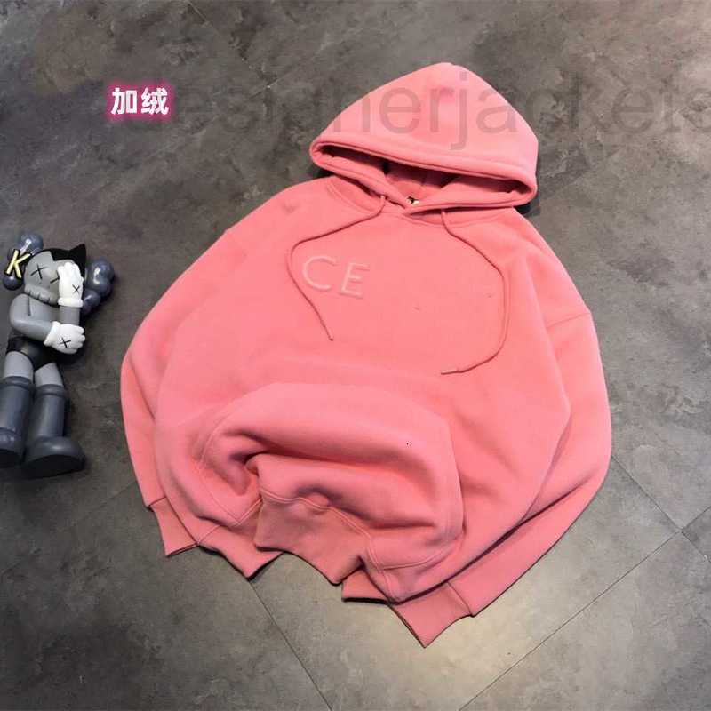 

Women's Hoodies & Sweatshirts designer Steel-printed three-dimensional letter round neck sweater women's pink autumn winter plush pullover U7AI, Pink round neck terry