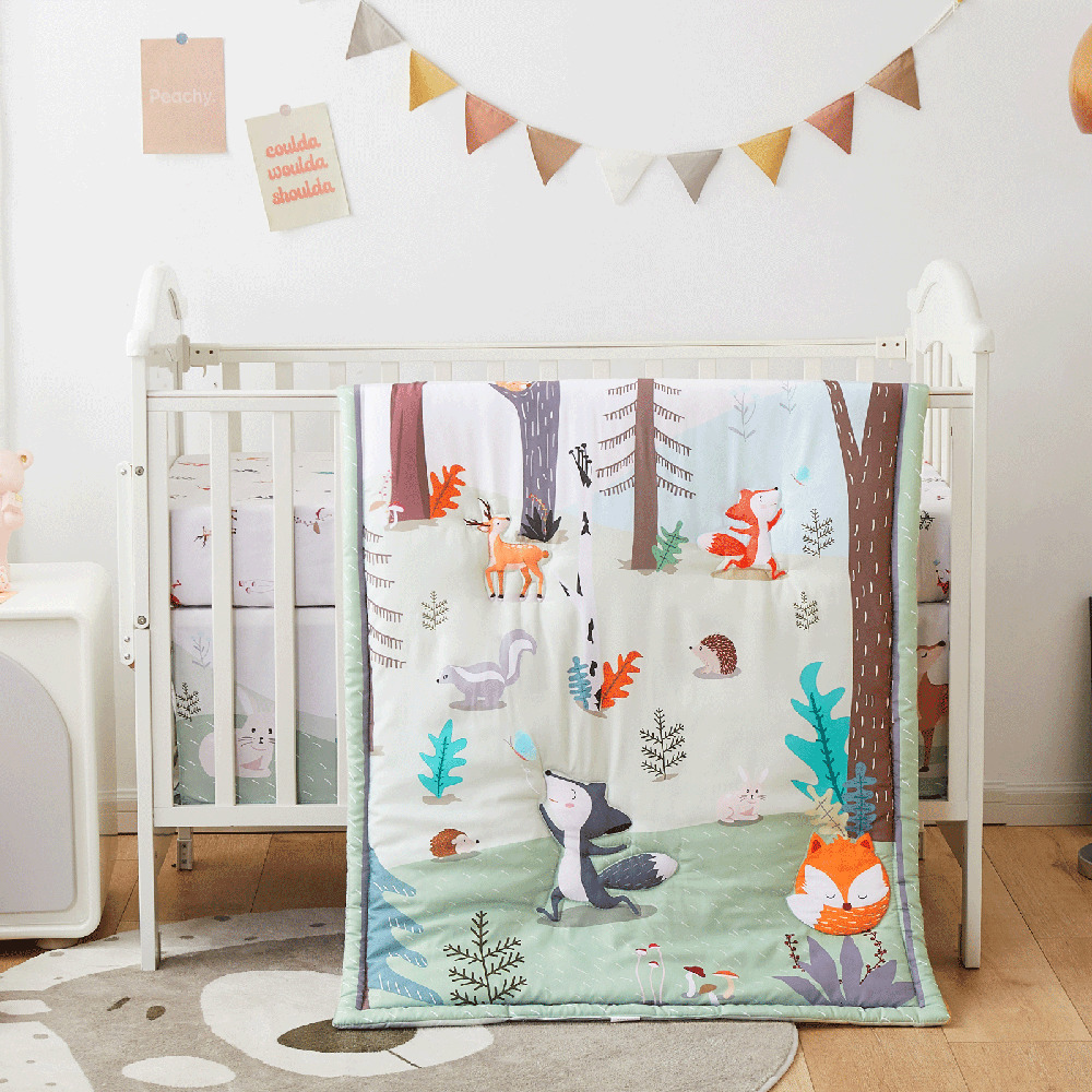 

Bedding Sets 3pcs Microfiber Crib Bedding Set Forest And Animal Designs For Boys and Girls Baby Quilt Includes Quilt Crib Sheet Crib Skirt 230316, Modena