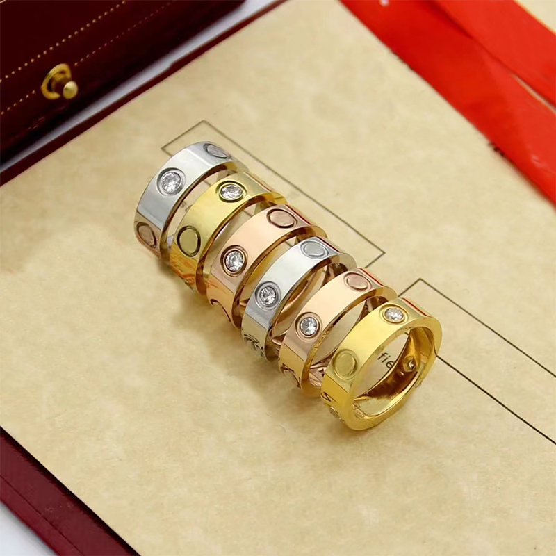 

202318k gold-plated luxury crystal Wedding Ring eternal love men and women wedding ring designer high-quality stainless steel ring