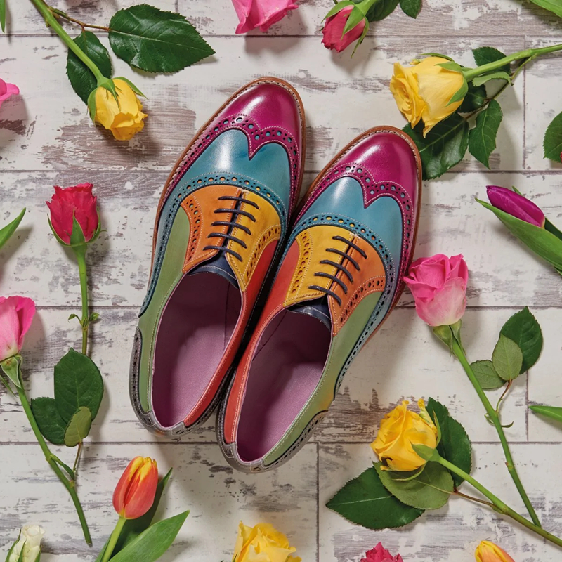 

Brogue Shoes for Men Mixed Colors Lace Up Pu Leather Party Fashion Dress Shoes for Men with Free Shipping, Multicolor