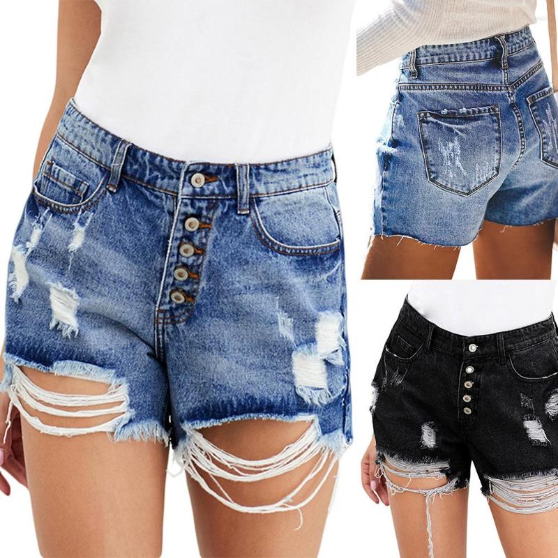 

Women's Jeans Female Shorts Ripped Denim Women's 2023 High Waist Distressed Casual Tassel Frayed Pants Straight Leg, Blue