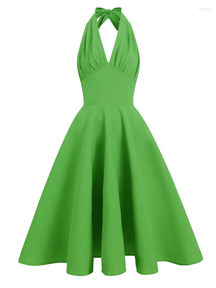 

Casual Dresses Vintage Hepburn-style V-neck High Waist Retro Midi Elegant Dress Sexy Open-back Women For Wedding Party Woman Clothes, Purple