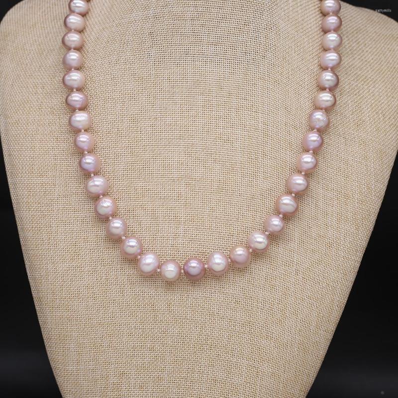 

Chains Natural Fresh Water Pearl Necklace Round Bead Color Purple For Women Jewelry Party Banquet Gift Girls