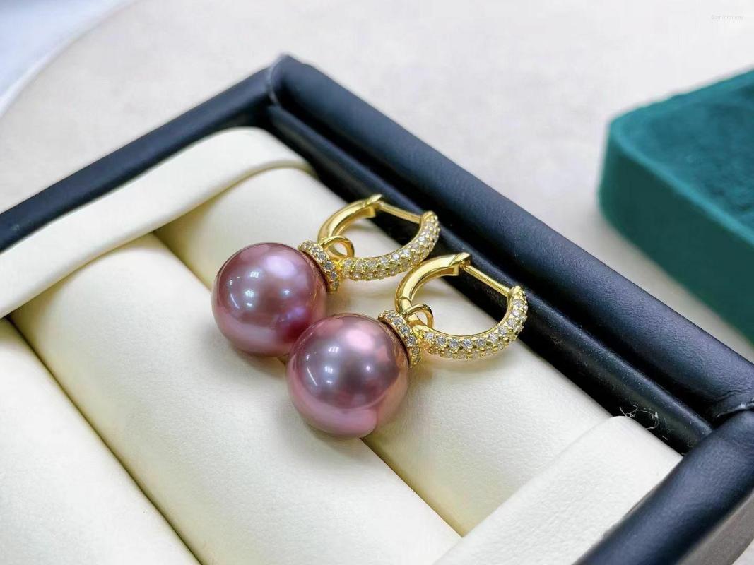 

Dangle Earrings Gorgeous 10-11mm South Sea Round Lavender Pearl Earring 925s